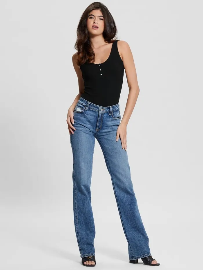 Women Tops GUESS Karlee Jewel Button Bodysuit Black Women Tops GUESS Karlee Jewel Button Bodysuit Black