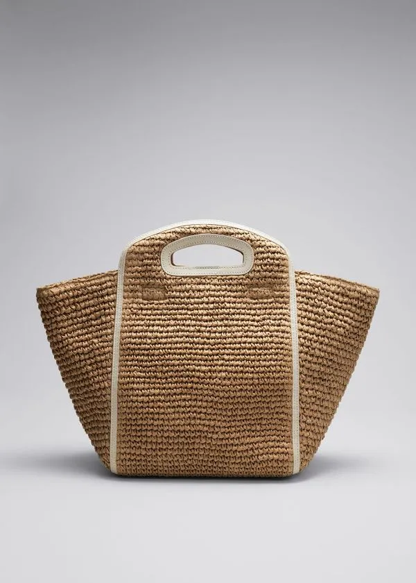 Women Tote Bags and Other Stories Large Straw Tote Beige