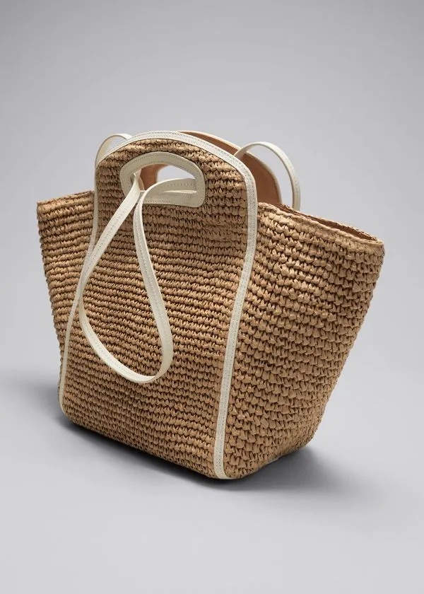 Women Tote Bags and Other Stories Large Straw Tote Beige
