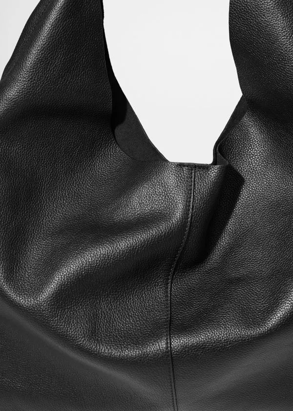 Women Tote Bags and Other Stories Slouchy Leather Tote Bag Black