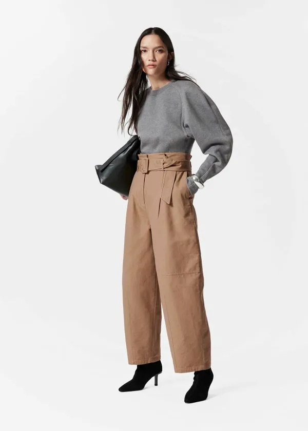 Women Trousers and Other Stories Belted PaperbagWaist Trousers Beige