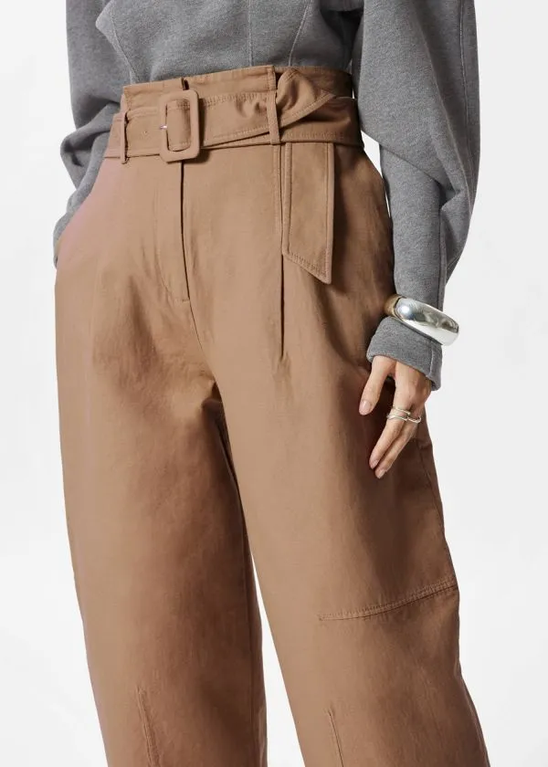 Women Trousers and Other Stories Belted PaperbagWaist Trousers Beige