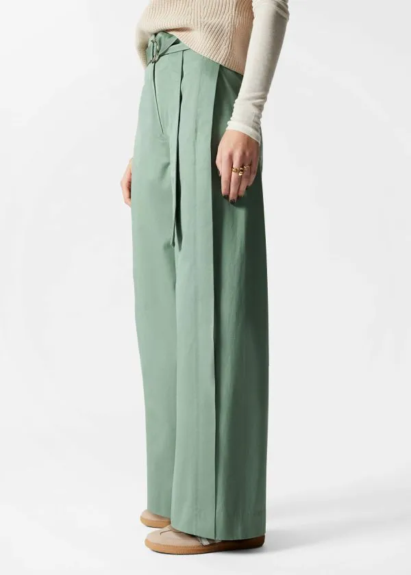 Women Trousers and Other Stories Belted WideLeg Trousers Green