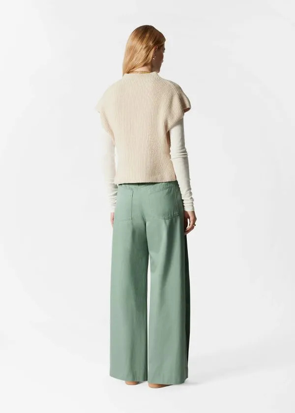 Women Trousers and Other Stories Belted WideLeg Trousers Green