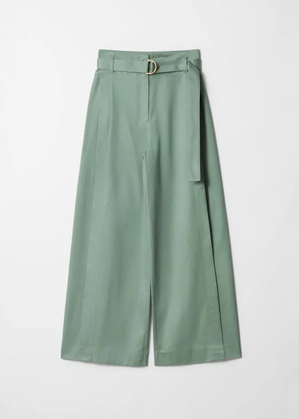 Women Trousers and Other Stories Belted WideLeg Trousers Green