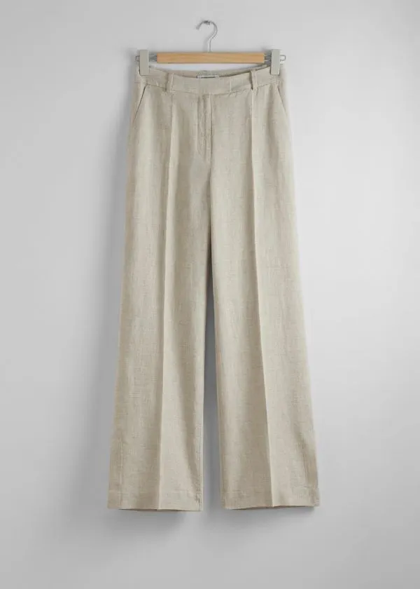 Women Trousers and Other Stories Tailored Linen Trousers Oatmeal