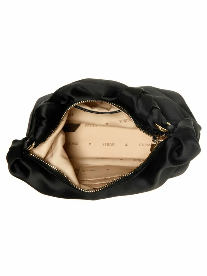 Women Velina Satin Hobo Bag Black Floral Print Handbags GUESS Women Velina Satin Hobo Bag Black Floral Print Handbags GUESS