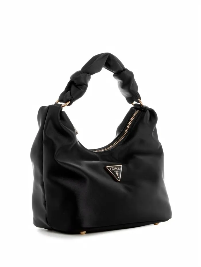Women Velina Satin Hobo Bag Black Floral Print Handbags GUESS Women Velina Satin Hobo Bag Black Floral Print Handbags GUESS