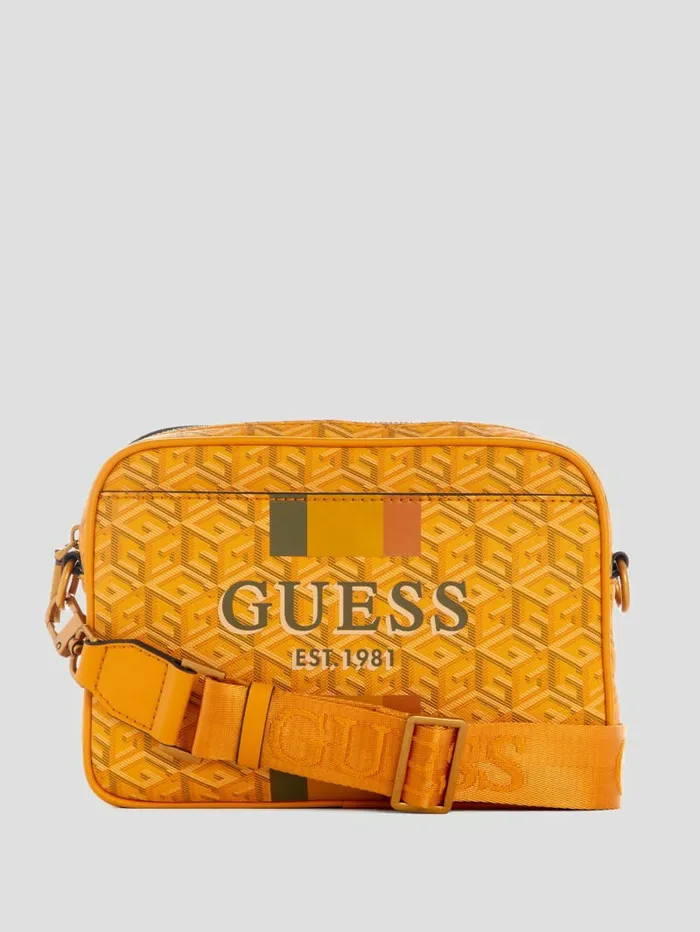 Women Vikky Camera Bag Yellow Logo Handbags GUESS