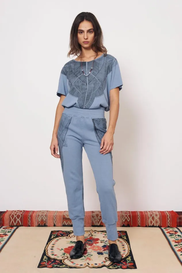 Women Vintage Fleece French Blue Kongo Pant Raquel Allegra Bottoms