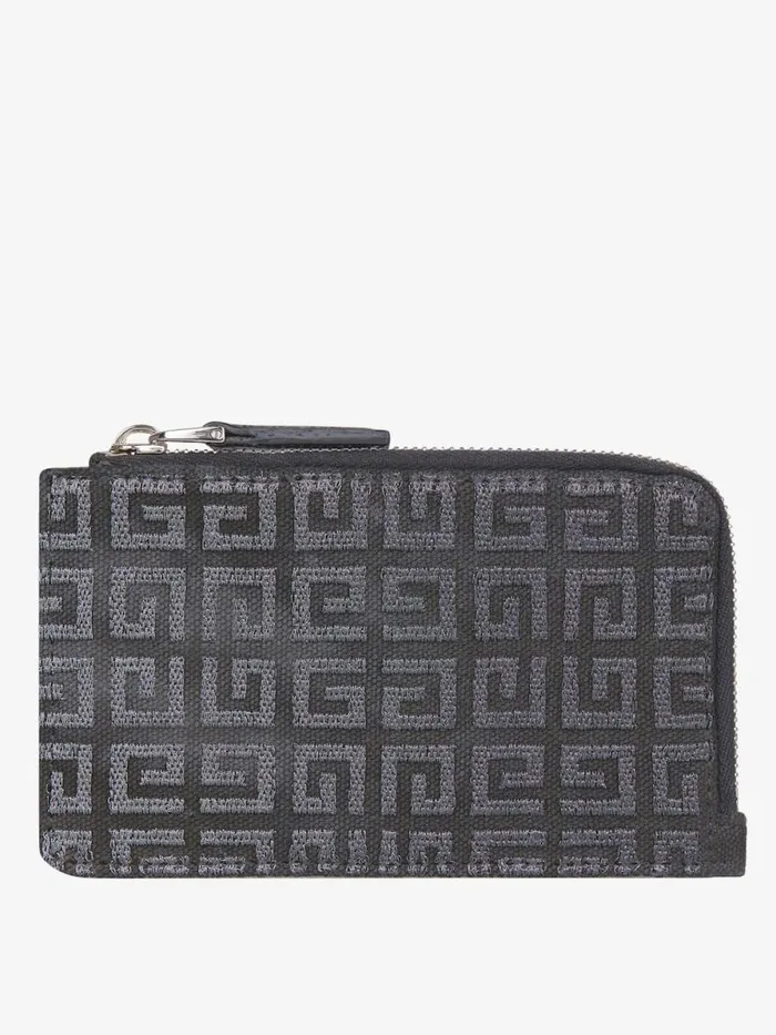 Women Wallets and Card Holders Givenchy GCut Zipped Cardholder In 4G Lurex And Leather Dark Grey