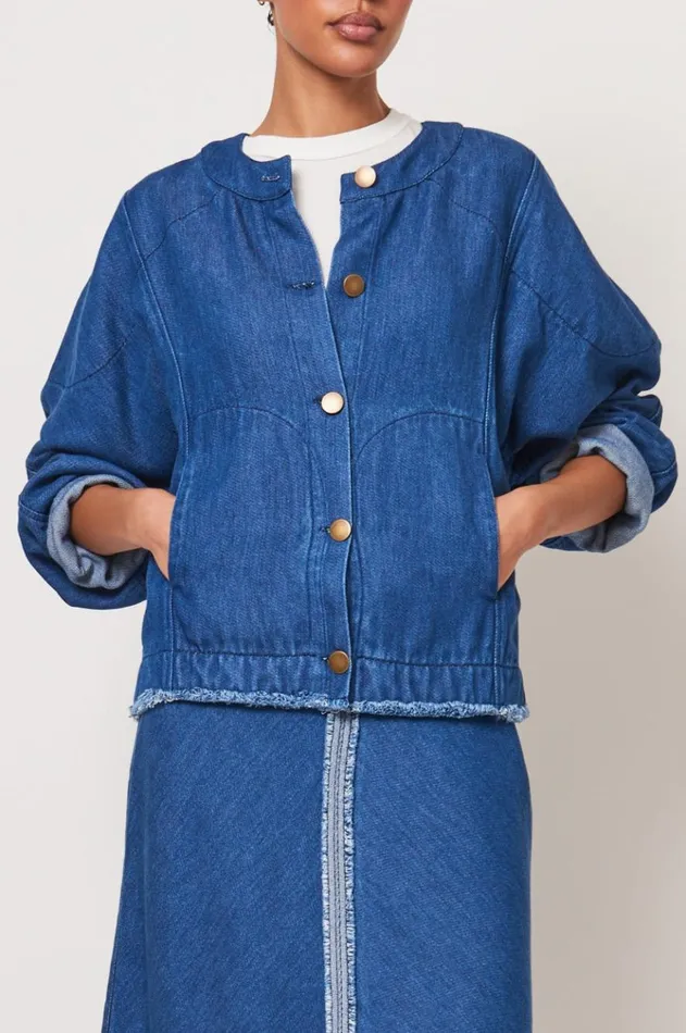 Women Washed Indigo JJ Denim Jacket Raquel Allegra Jackets