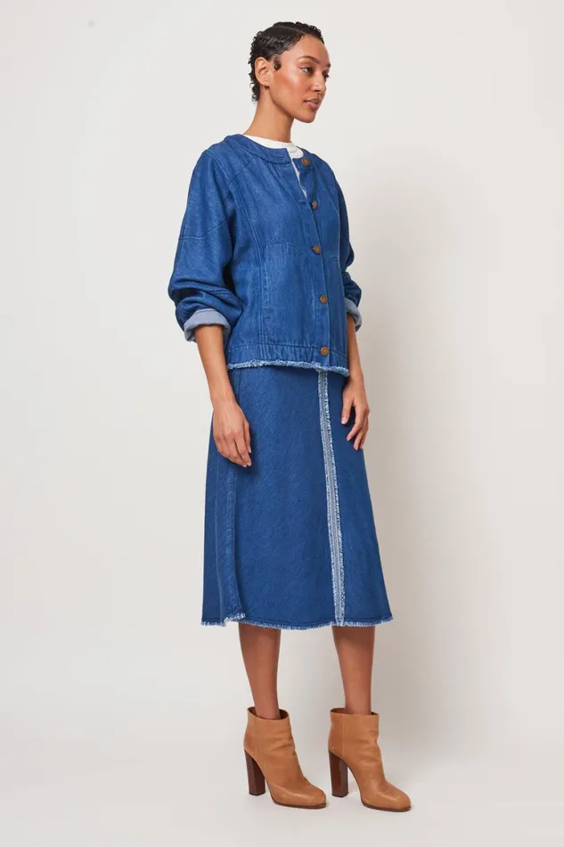 Women Washed Indigo JJ Denim Jacket Raquel Allegra Jackets