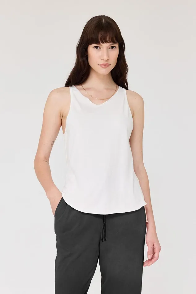 Women Washed White Beverly Tank Raquel Allegra Tops