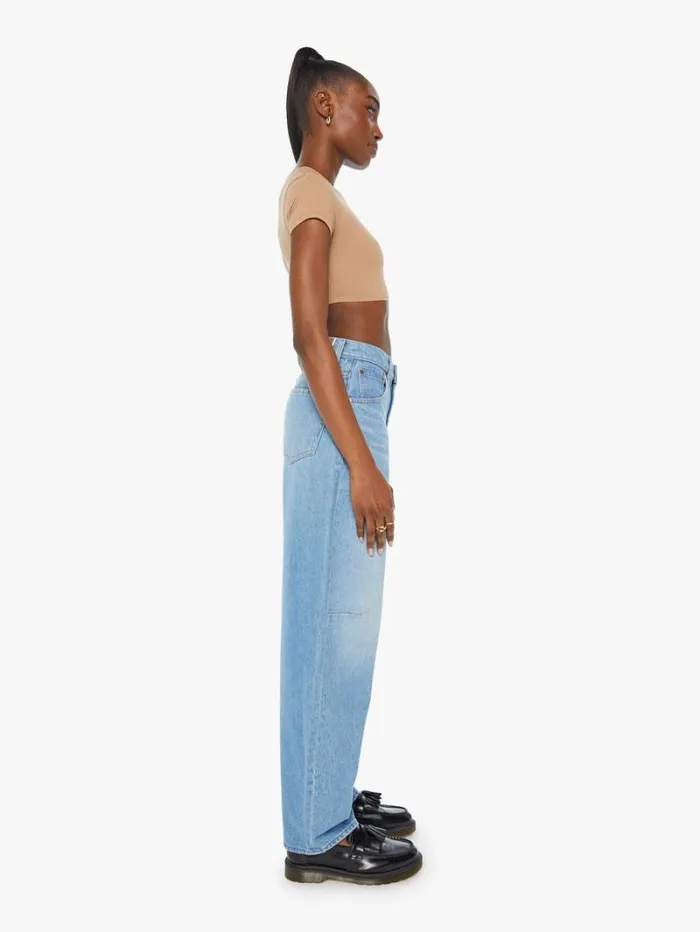 Women Wide Leg Mother Denim Snacks The Kegger Skimp Wash Check Please