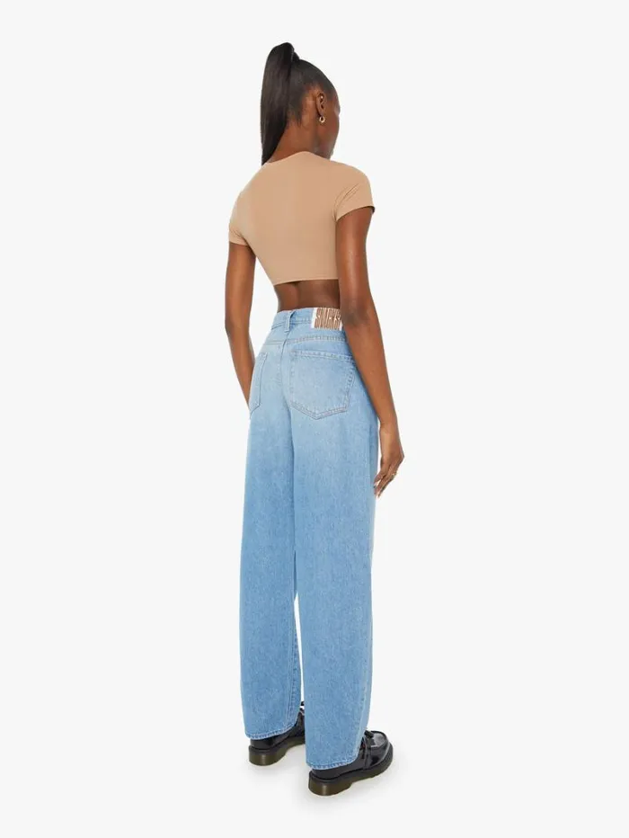 Women Wide Leg Mother Denim Snacks The Kegger Skimp Wash Check Please