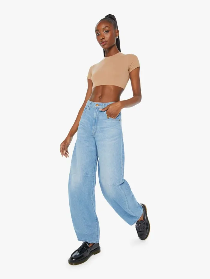 Women Wide Leg Mother Denim Snacks The Kegger Skimp Wash Check Please