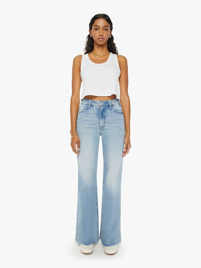 Women Wide Leg Mother Denim The Hustler Roller Fray Wash I Confess