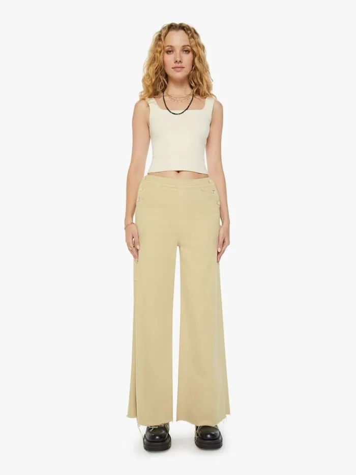 Women Wide Leg Mother Denim The Main Sail Sneak Fray Wash Mojave Desert
