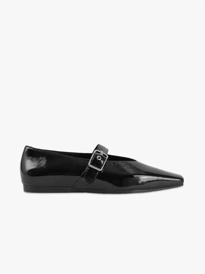 Women Wioletta Buckle Flat Black Patent Lisa Says Gah Flats