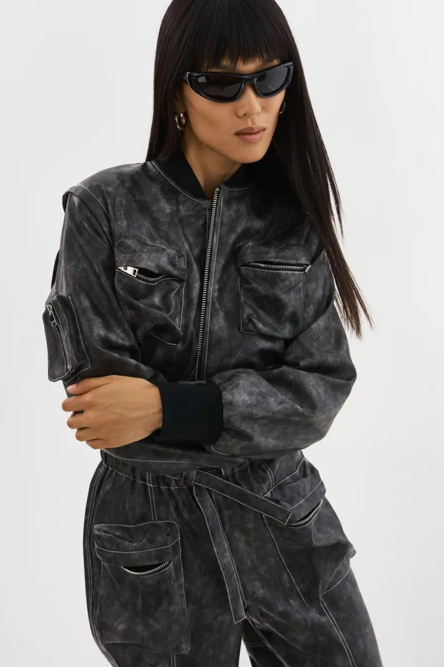 Women XAIA Faux Leather Convertible Bomber Jacket Vintage Black LAMARQUE Leather Jackets Women XAIA Faux Leather Convertible Bomber Jacket Vintage Black LAMARQUE Leather Jackets