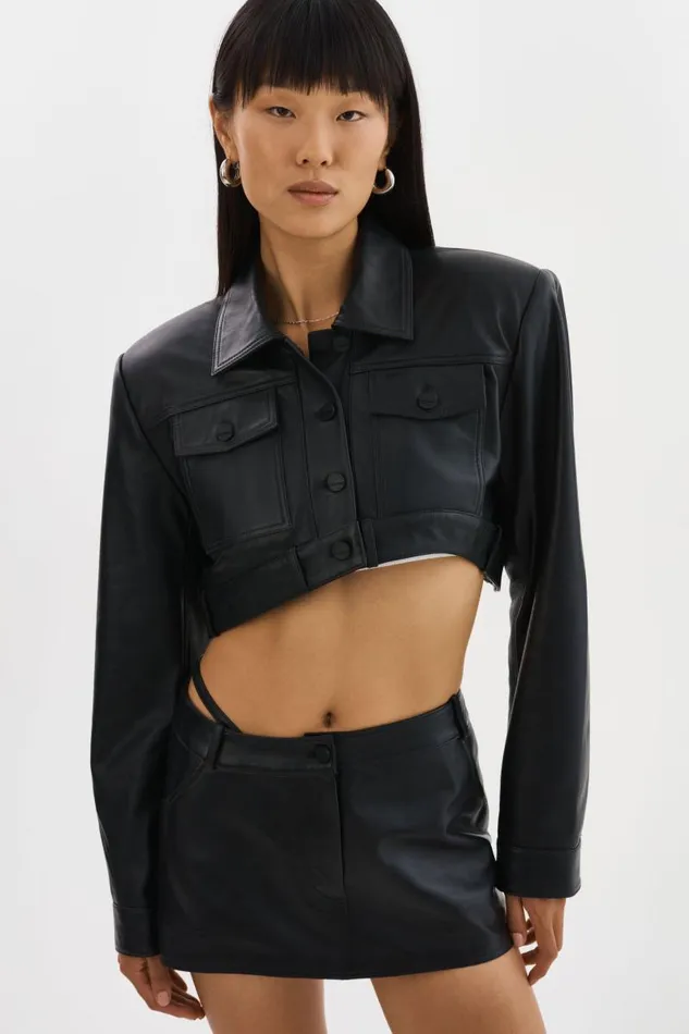 Women XANDY Cropped Leather Jacket Black LAMARQUE Leather Jackets Women XANDY Cropped Leather Jacket Black LAMARQUE Leather Jackets