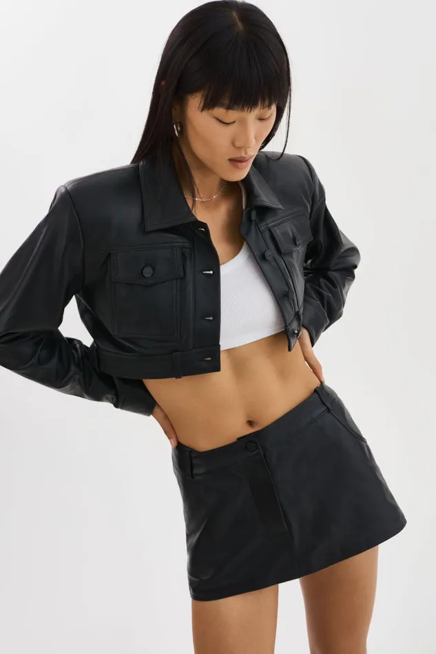 Women XANDY Cropped Leather Jacket Black LAMARQUE Leather Jackets Women XANDY Cropped Leather Jacket Black LAMARQUE Leather Jackets