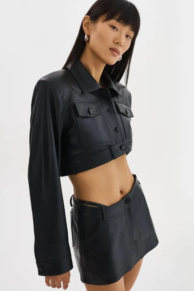 Women XANDY Cropped Leather Jacket Black LAMARQUE Leather Jackets Women XANDY Cropped Leather Jacket Black LAMARQUE Leather Jackets