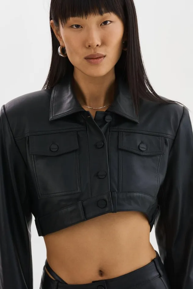 Women XANDY Cropped Leather Jacket Black LAMARQUE Leather Jackets Women XANDY Cropped Leather Jacket Black LAMARQUE Leather Jackets