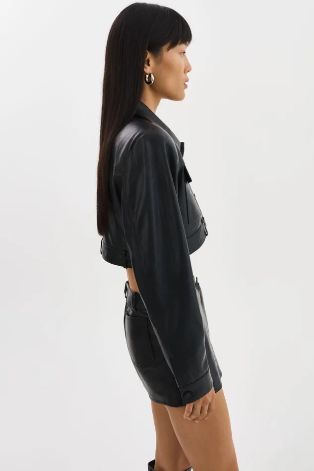 Women XANDY Cropped Leather Jacket Black LAMARQUE Leather Jackets Women XANDY Cropped Leather Jacket Black LAMARQUE Leather Jackets