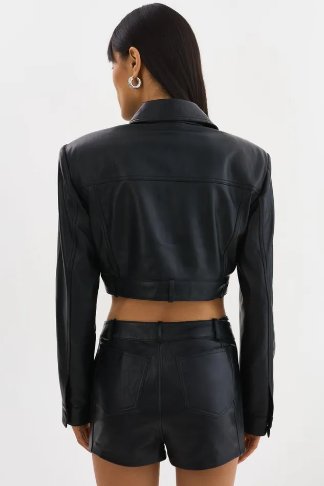 Women XANDY Cropped Leather Jacket Black LAMARQUE Leather Jackets Women XANDY Cropped Leather Jacket Black LAMARQUE Leather Jackets