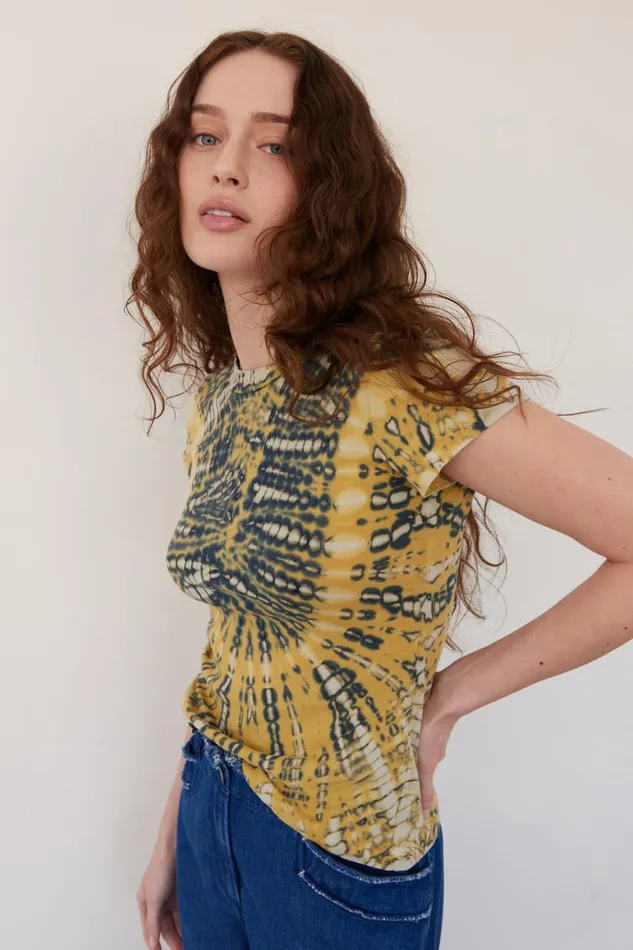 Women Yellow And Navy Liv Tee Raquel Allegra Tops