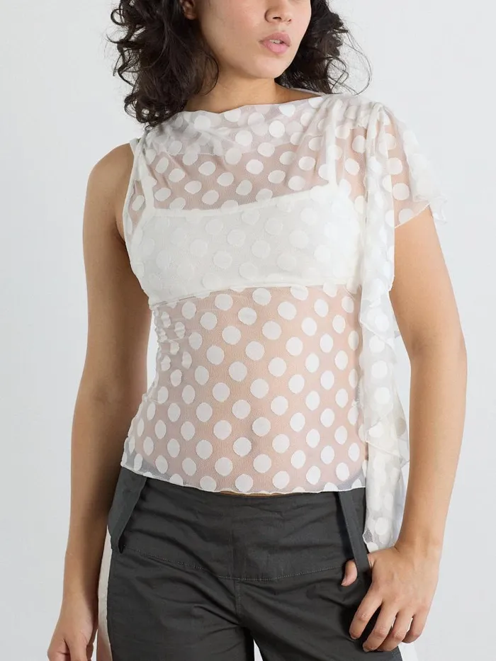 Women Zehra Top White Polka Lisa Says Gah Tops