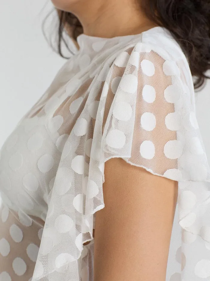 Women Zehra Top White Polka Lisa Says Gah Tops