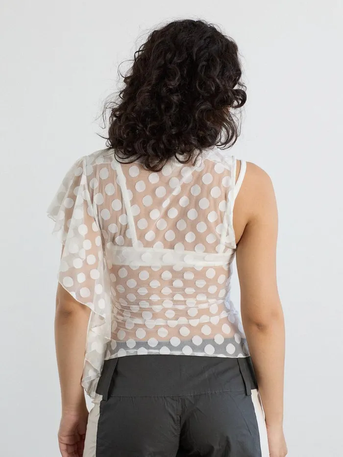 Women Zehra Top White Polka Lisa Says Gah Tops