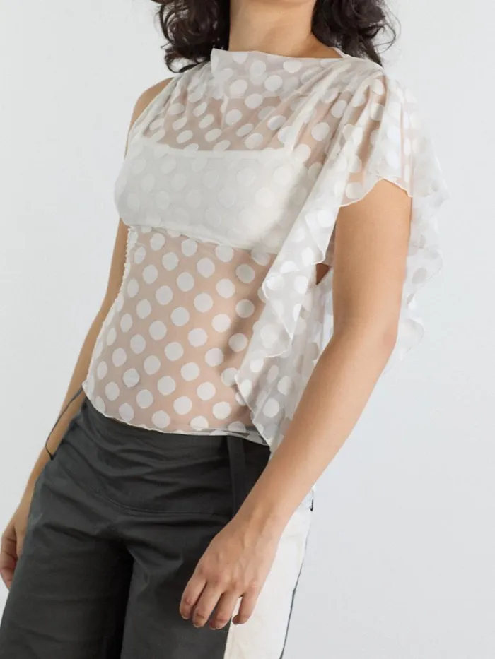 Women Zehra Top White Polka Lisa Says Gah Tops