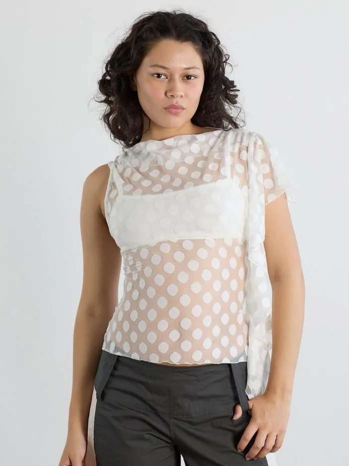 Women Zehra Top White Polka Lisa Says Gah Tops
