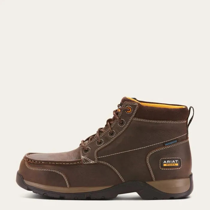 Work Boots Men Ariat Edge LTE Chukka Waterproof Composite Toe Work Boot Dark Brown