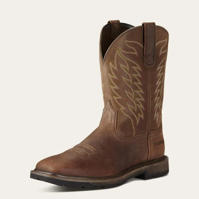 Work Boots Men Ariat Groundbreaker Wide Square Toe Steel Toe Work Boot Brown