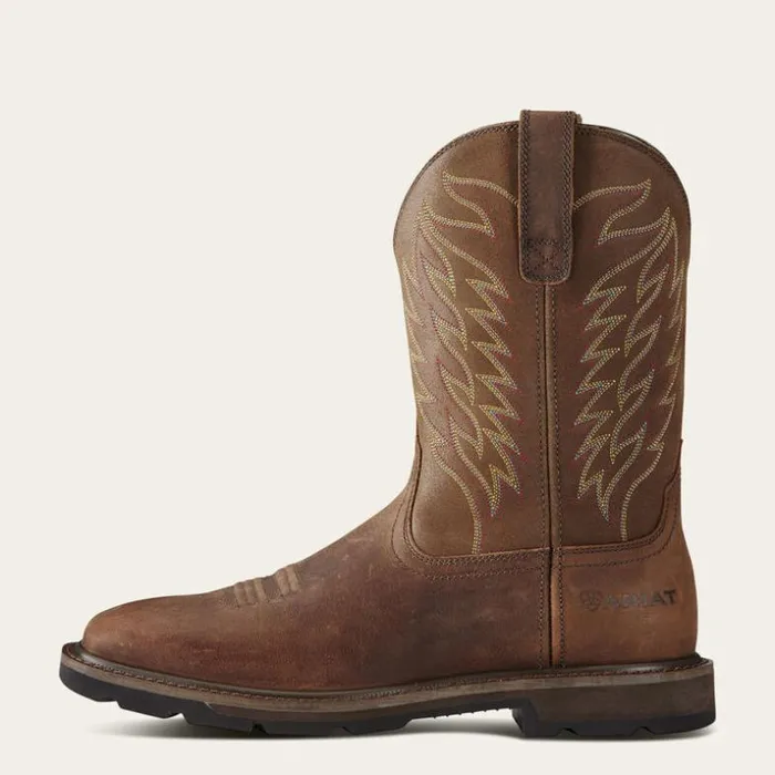 Work Boots Men Ariat Groundbreaker Wide Square Toe Steel Toe Work Boot Brown