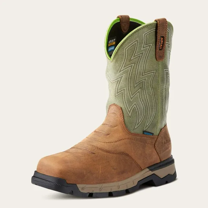 Work Boots Men Ariat Rebar Flex Western Waterproof Composite Toe Work Boot Rye Brown
