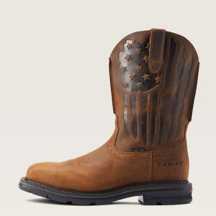 Work Boots Men Ariat Sierra Shock Shield Patriot Steel Toe Work Boot Distressed Brown Work Boots Men Ariat Sierra Shock Shield Patriot Steel Toe Work Boot Distressed Brown