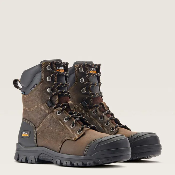 Work Boots Men Ariat Treadfast 8034 Waterproof Steel Toe Work Boot Dark Brown