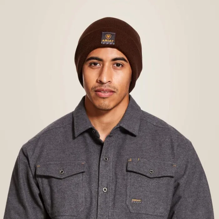 Workwear Men Ariat Rebar Watch Cap Brown