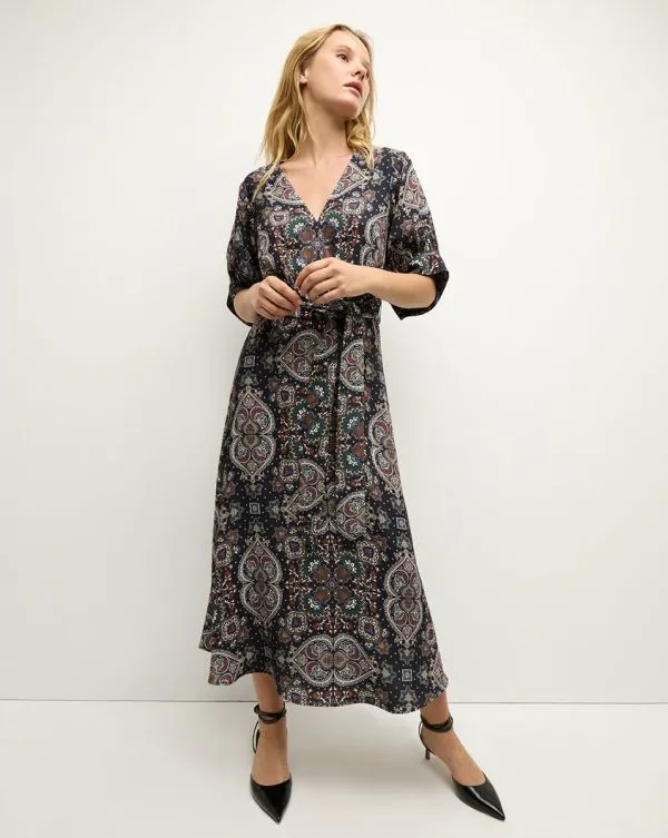Wyatt KaleidoscopePrint Dress Navy Multi Women Veronica Beard Dresses