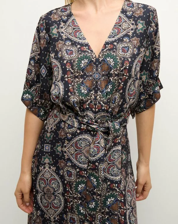 Wyatt KaleidoscopePrint Dress Navy Multi Women Veronica Beard Dresses