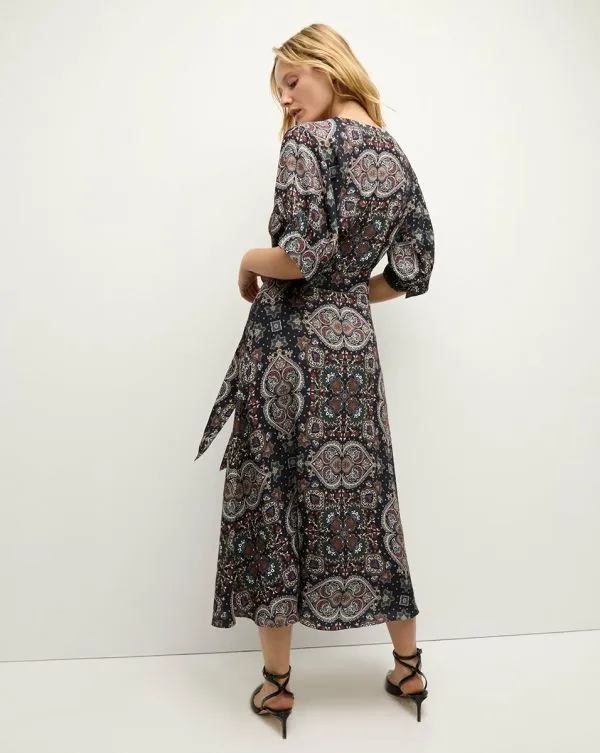 Wyatt KaleidoscopePrint Dress Navy Multi Women Veronica Beard Dresses