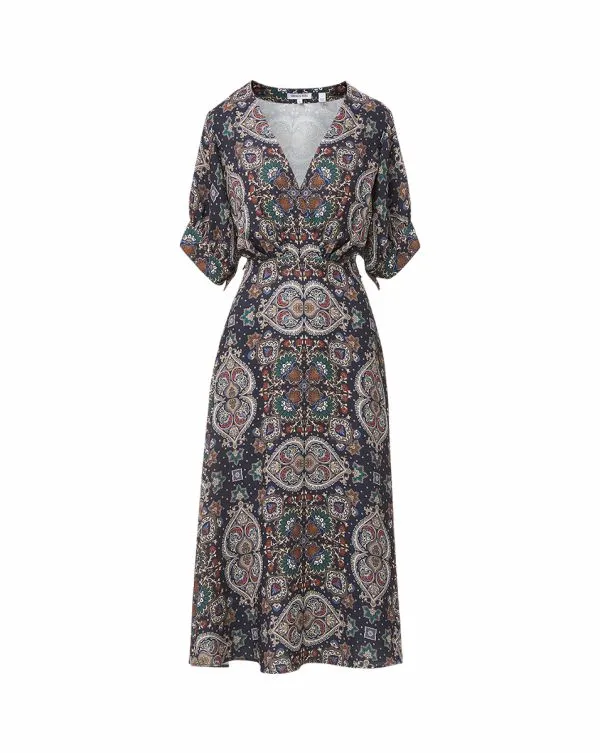Wyatt KaleidoscopePrint Dress Navy Multi Women Veronica Beard Dresses