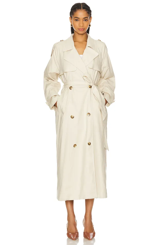 X Maggie Macdonald Leah Trench Coat Almond Cream Women Lovers and Friends Jackets and Coats